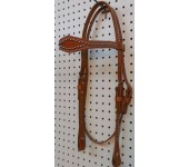 Russet Leather Diamond Browband Headstall With Stainless Steel Spots