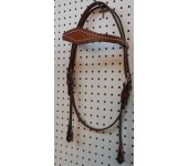 Chestnut Leather Diamond Browband Headstall With Stainless Steel Spots
