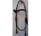 Black Leather V Browband Headstall With Stainless Steel Spots