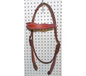 Chestnut Leather Headstall With Pink Spots