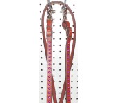 Chestnut Leather Roping Reins With Purple Spots