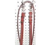 Chestnut Leather Split & Sewn Reins With Nickle Spots