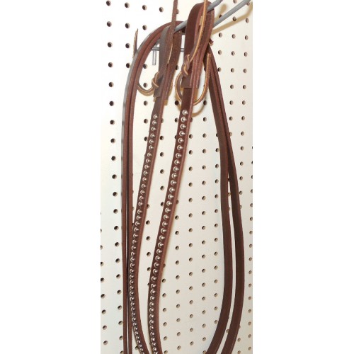 Brown Leather Split Reins With Nickle Spots